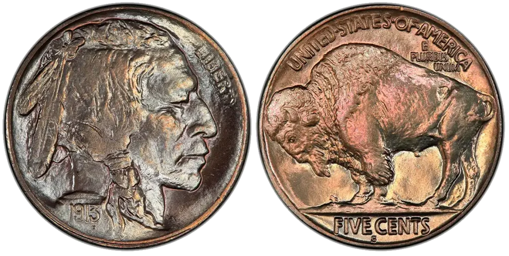 obverse and reverse of the 1913-S Type 2 5C